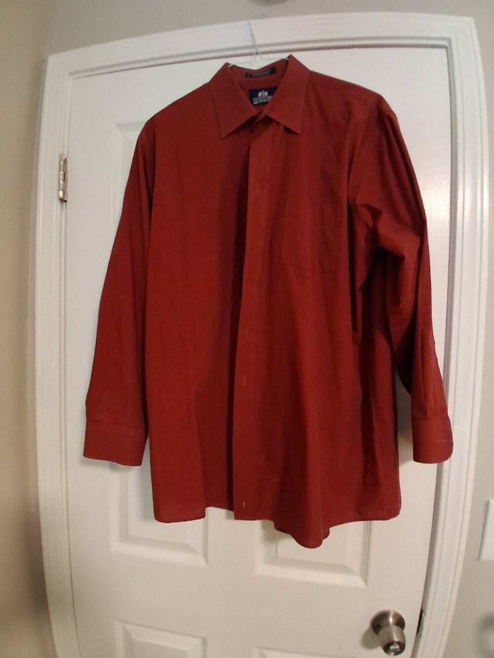 Men's Stafford LS dress shirt, 17.5" neck, Rust color, Dressy